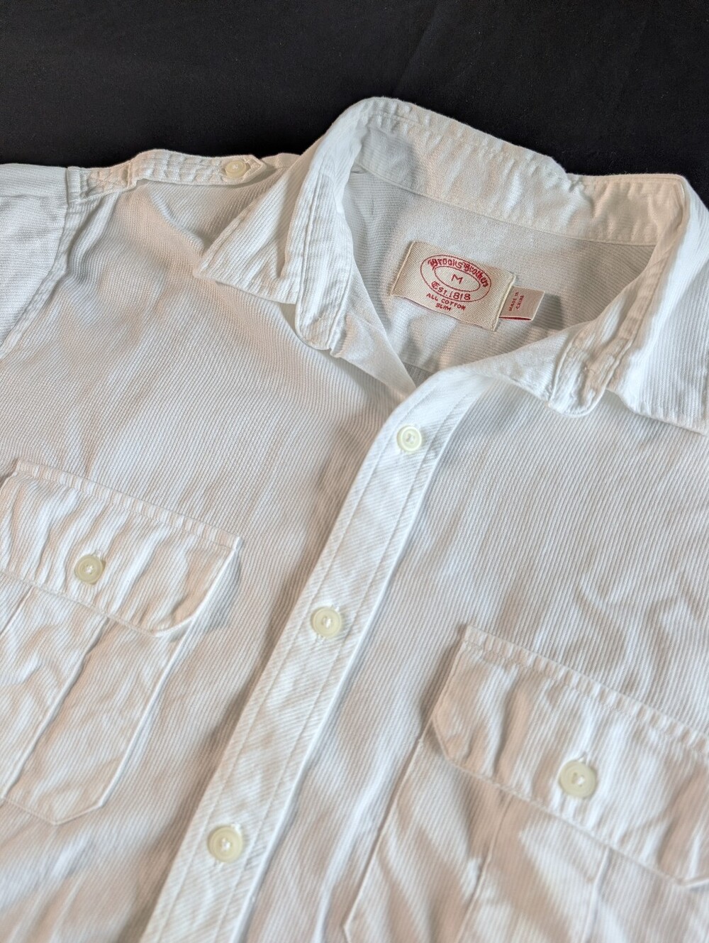 Brooks Brothers Safari Utility Shirt White Fine Whale Corduroy Long Sleeve M